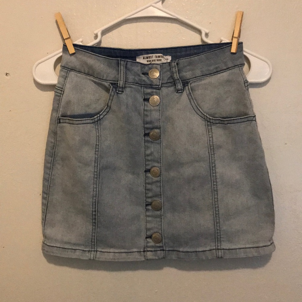 White wash button down mini skirt